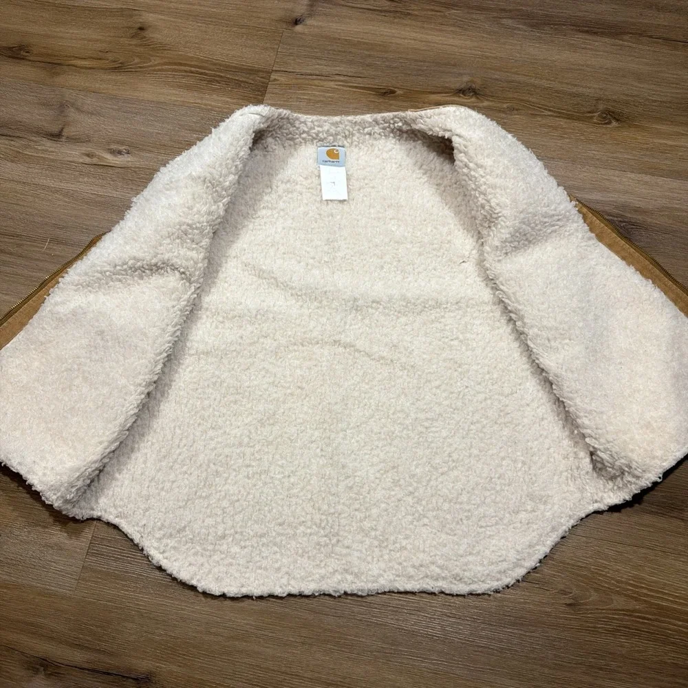 Vintage Carhartt Vest Mens XL Brown Duck Canvas Sherpa Lined V03 BRN USA